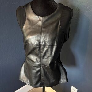 Black Leather Sleeveless Top